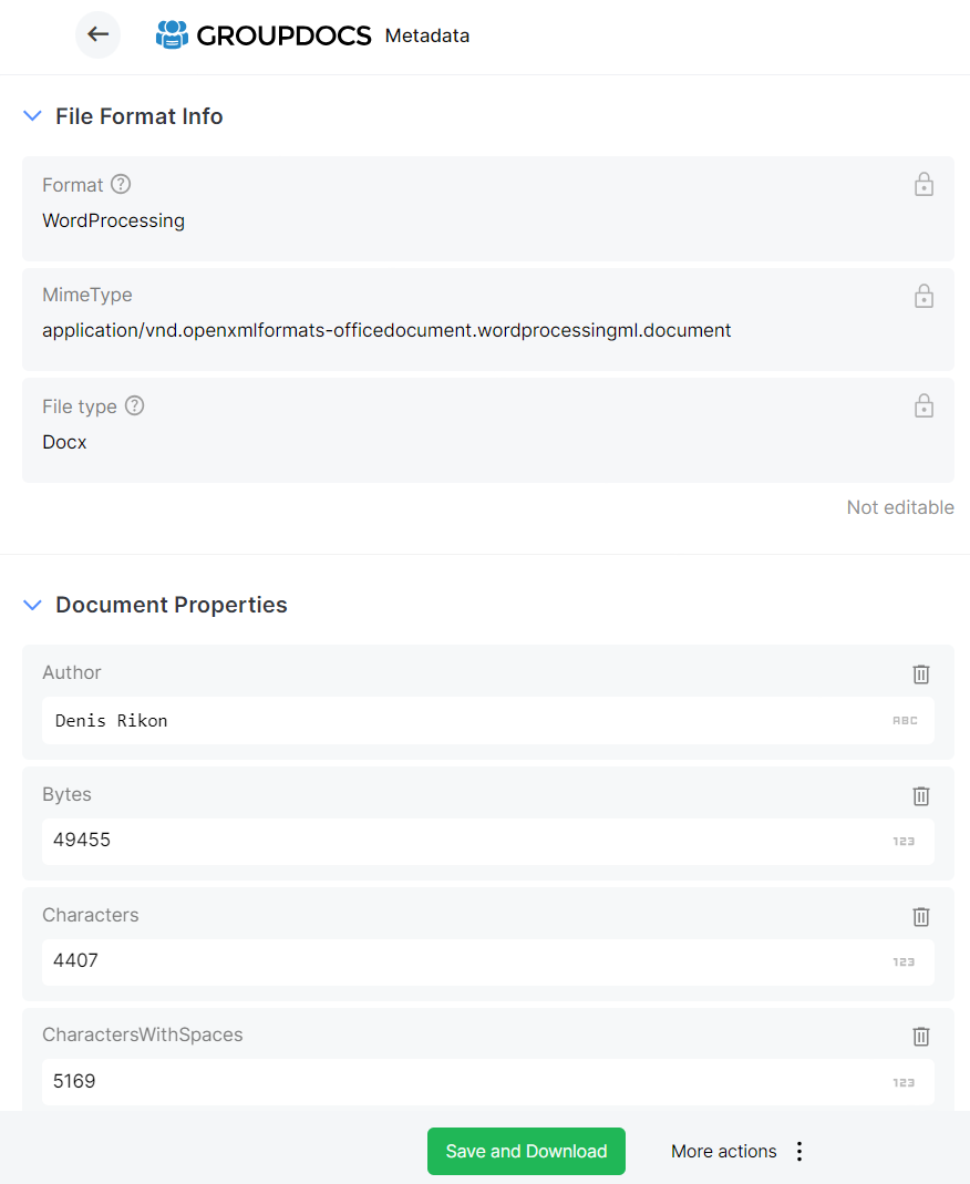 View and edit file metadata online