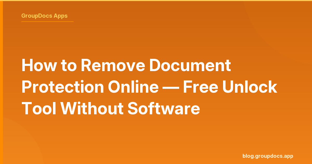 Person unlocking a digital document icon on laptop screen with GroupDocs Unlock App