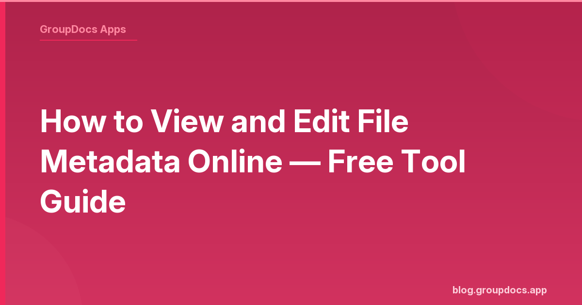 Clean online metadata editor interface showing editable fields for author, title, and tags